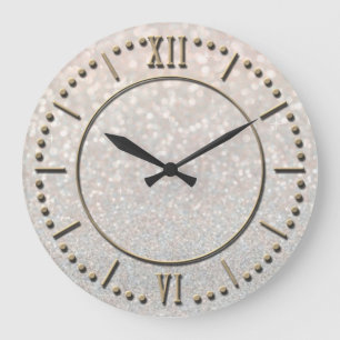 modern, pink, golden, shiny, ombre, blush, glitter große wanduhr