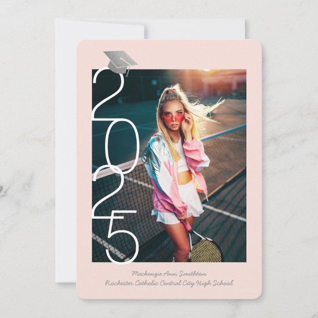 Modern Pink Gray 2023 Abschluss Open House Ankündigung (Vorderseite)