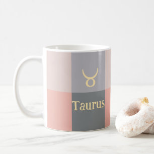 Modern Pink Gray Taurus Kaffeetasse