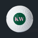 Modern Pink Green Monogram Initials Personalized Golfball<br><div class="desc">Elevate your game with these Modern Pink and Green Monogram Initials Personalized Golf Balls. Featuring bold initials in a trendy color palette, these custom golf balls are perfect for adding a stylish, personal touch to your golf gear. Whether for yourself or as a unique gift for golf enthusiasts, these personalized...</div>