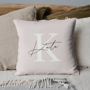 Modern Pink Hand Script Monogram Kissen