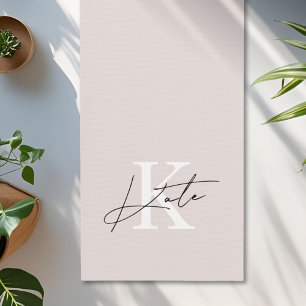 Modern Pink Hand Script Monogram Yogamatte