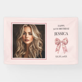 Modern Pink Happy 30. Geburtstag Foto 30 Bow Banner