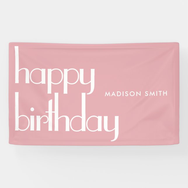 Modern Pink Happy Birthday Banner (Horizontal)