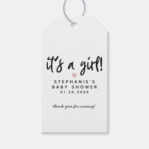 Modern Pink Heart Baby Duwer Fevor Tags Geschenkanhänger