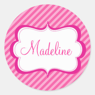 Modern Pink Hot Strip Princess Siegel Sticker Name
