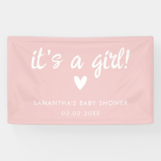 Modern Pink it's a girl Baby Shower Banner