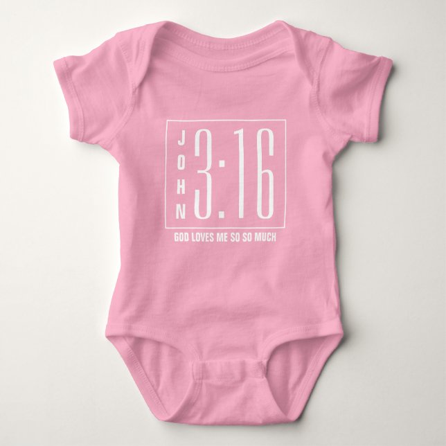 Modern Pink John 3:16 Christlich Baby Strampler (Vorderseite)