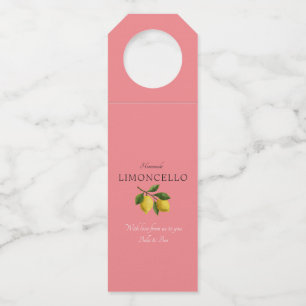 Modern Pink Lemon Wedding Limoncello Flaschenanhänger