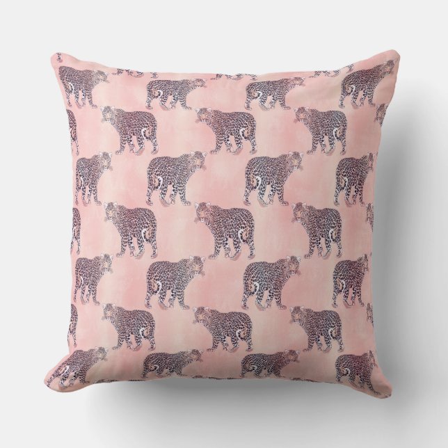 Modern Pink Leopard Animal Pattern Kissen (Vorderseite)