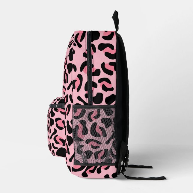 Modern Pink Leopard Pattern Animal Bedruckter Rucksack (Rechts)