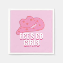 Modern Pink Let's Go Girls Cowboy Hat Rodeo Serviette