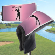Modern Pink Metallic Look Lady Golfer Custom Name