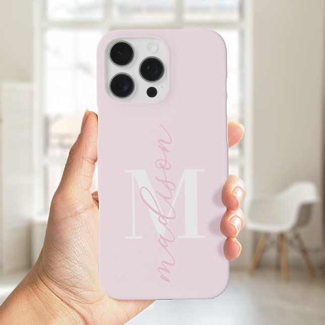Modern Pink Minimalistisch Script Monogram Case-Mate iPhone Hülle (Von Creator hochgeladen)