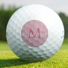 Modern Pink Monogram Personalized Elegant Golfball