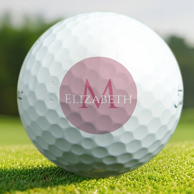 Modern Pink Monogram Personalized Elegant  Golfball (Von Creator hochgeladen)