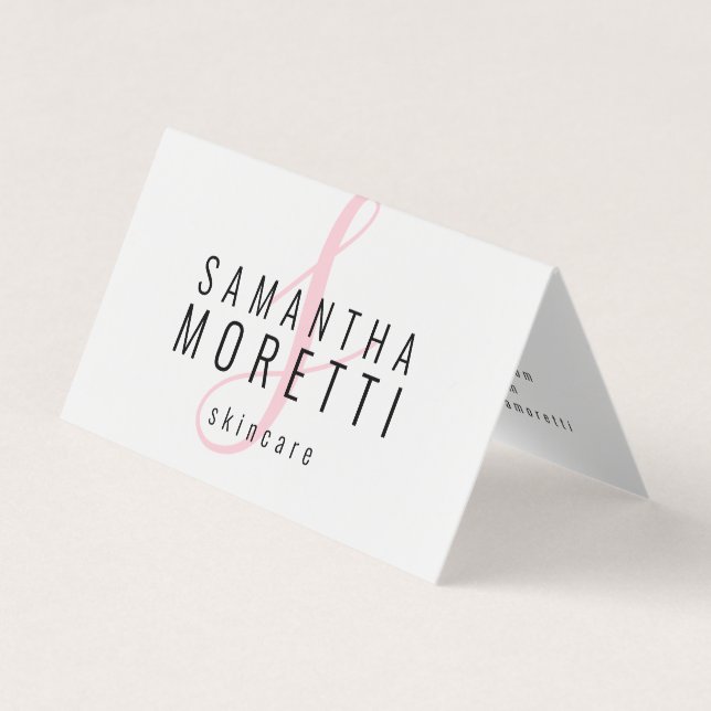 Modern Pink Monogram Typografy Skincare Visitenkarten (Vorderseite)