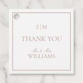 Modern Pink Monogram Vielen Dank Script Wedding Geschenkanhänger