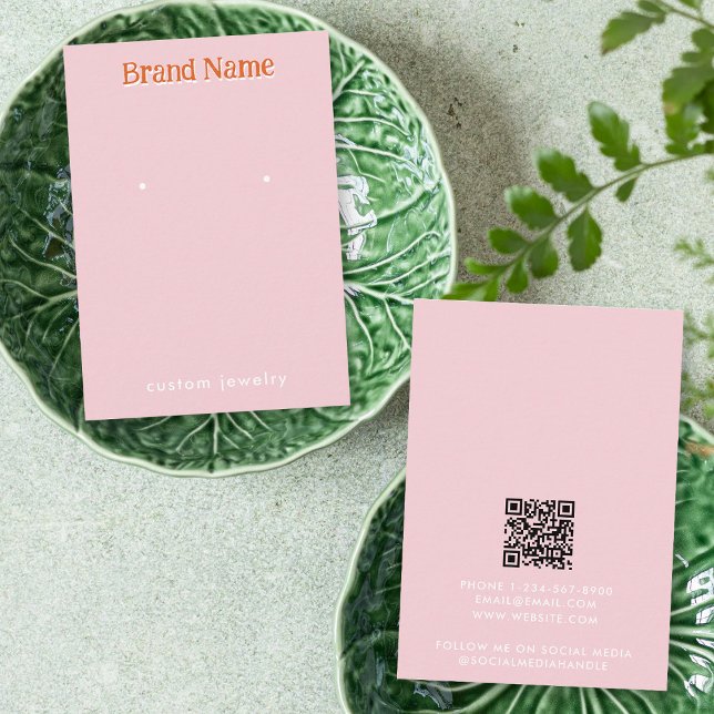 Modern Pink Orange Earrings Jewelry Display Card Visitenkarte (Modern Pink Orange Earrings Jewelry Display Card)