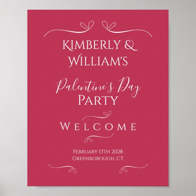 Modern Pink Palentine's Day Party Welcome Poster (Vorne)