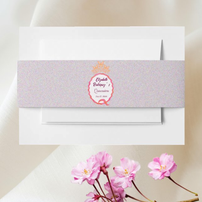 Modern Pink Peach Squiggle Butterflies Quinceañera Einladungsbanderole (Von Creator hochgeladen)