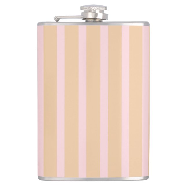 Modern Pink Peach Taffy Striptee Flachmann (Vorderseite)