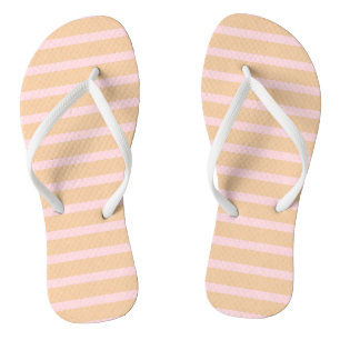 Modern Pink Peach Taffy Striptee Flip Flops