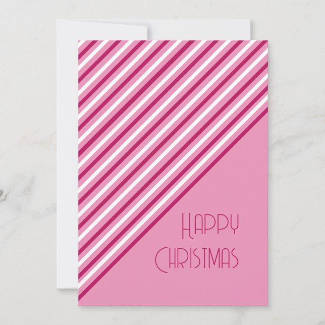 Modern Pink Peppermint Strip Weihnachtskarte Einladung (Vorderseite)