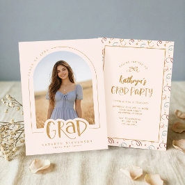 Modern Pink Photo Graduation Party Announcement Einladung