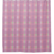 Modern Pink Plaid Shower Curtain
