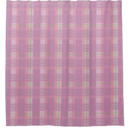Modern Pink Plaid Shower Curtain Duschvorhang