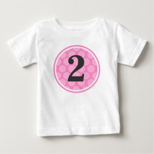 Modern Pink Polka Dot Second Birthday Girl Baby T-shirt
