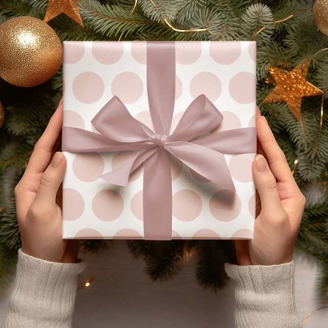 Modern Pink Polka Dots Weihnachtswrapping Papier Geschenkpapier (Von Creator hochgeladen)