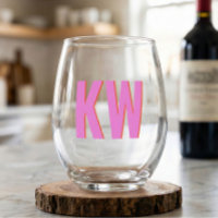 Modern Pink Red Shadow Monogram Personalisiert