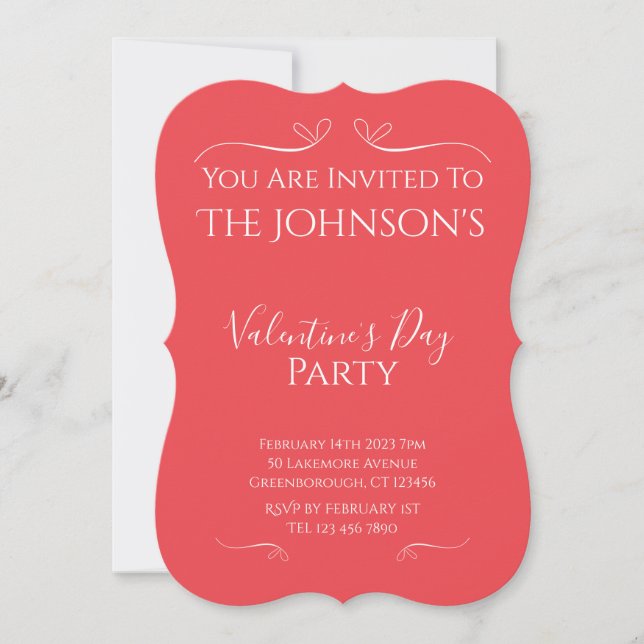 Modern Pink Red Valentines Day Party Invitation Einladung (Vorderseite)