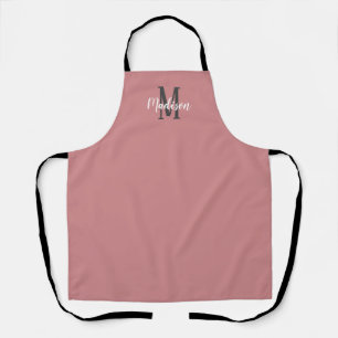 Modern Pink Rose Script Monogramm Name Küche Schürze