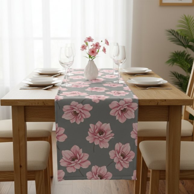 Modern Pink Rose Table Runner Großer Tischläufer (Von Creator hochgeladen)