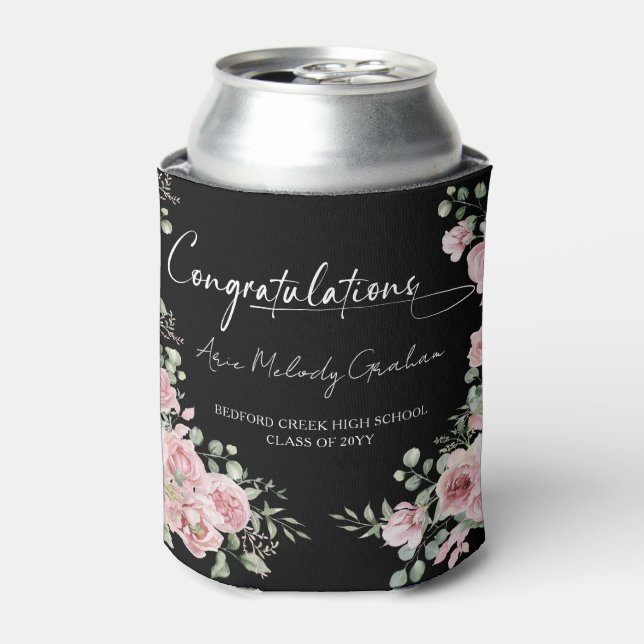 Modern Pink Roses Congratulations Graduation Dosenkühler (Kanne Vorderseite)