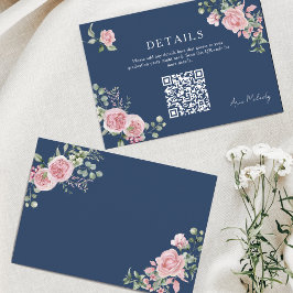 Modern Pink Roses QR-code Details Graduation Begleitkarte