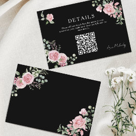 Modern Pink Roses QR-code Details Graduation Begleitkarte