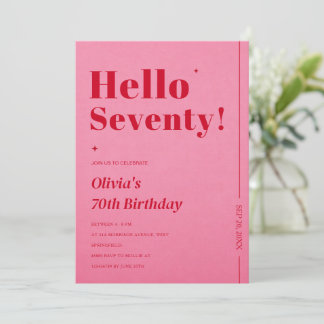 Modern Pink Roter 70. Geburtstag, Fette Typografie Einladung