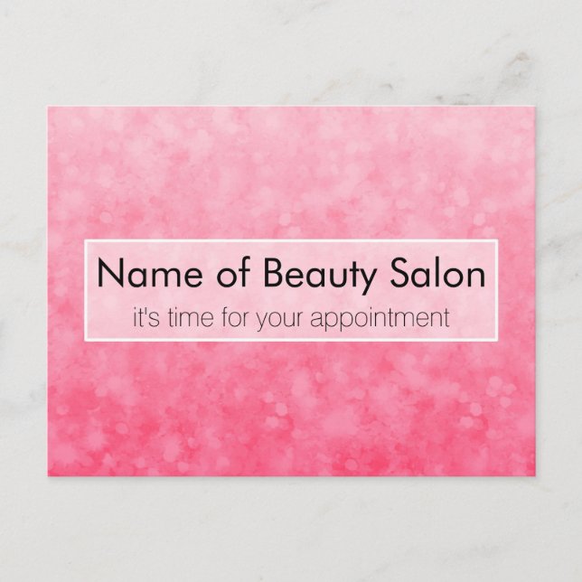 Modern Pink Salon Ernennung Soft Chic Bokeh Postkarte (Vorderseite)