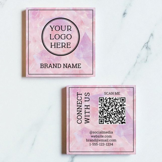 Modern Pink Scannable QR Code Digital Social Media Quadratische Visitenkarte (Modern Pink Scannable QR Code Digital Social Media Square Business Card)