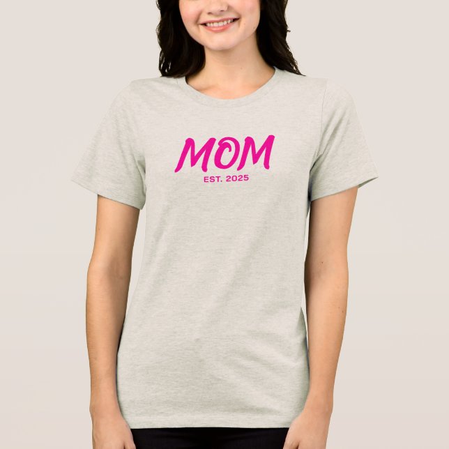 Modern Pink Script Established Mom  Tri-Blend Shirt (Vorderseite)