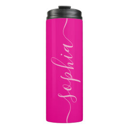 Modern Pink Script Name Thermal Tumbler Thermosbecher