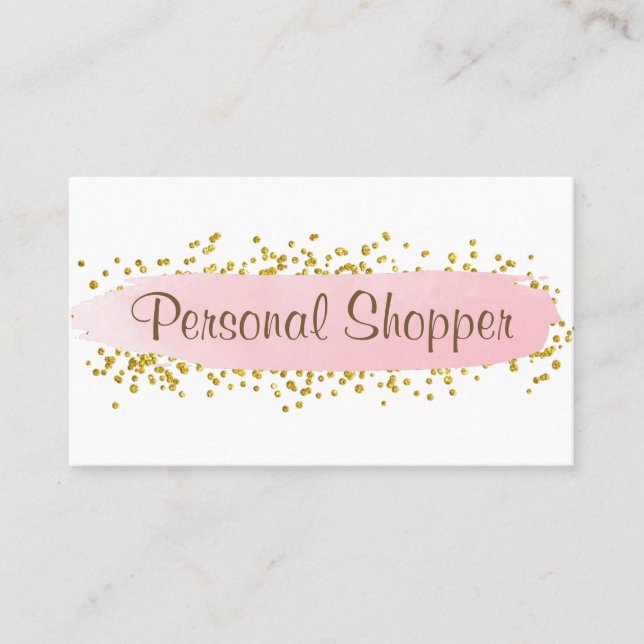 Modern Pink Strip Gold Glitzer Personal Shopper Visitenkarte (Vorderseite)