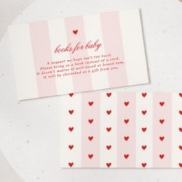 Modern Pink Stripe Heart Valentine Baby Shower Begleitkarte