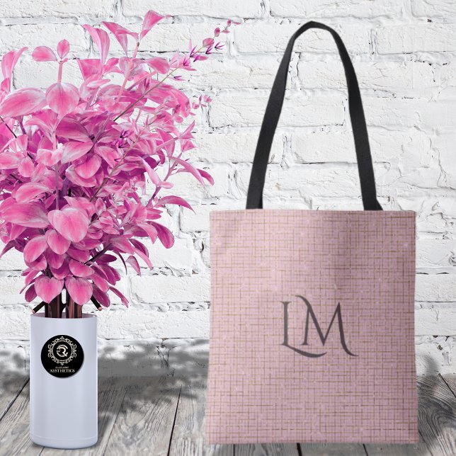 Modern Pink Taupe Monogram Glitter Detail (Von Creator hochgeladen)