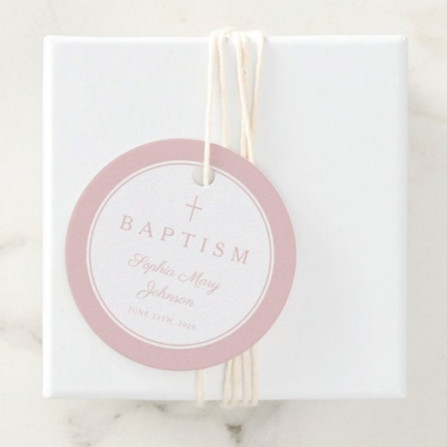 Modern Pink Thank You Girl Baptism Geschenkanhänger (Modern Pink Thank You Girl Baptism Favor Tags)