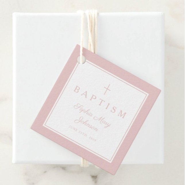 Modern Pink Thank You Girl Baptism Geschenkanhänger (Modern Pink Thank You Girl Baptism Favor Tags)